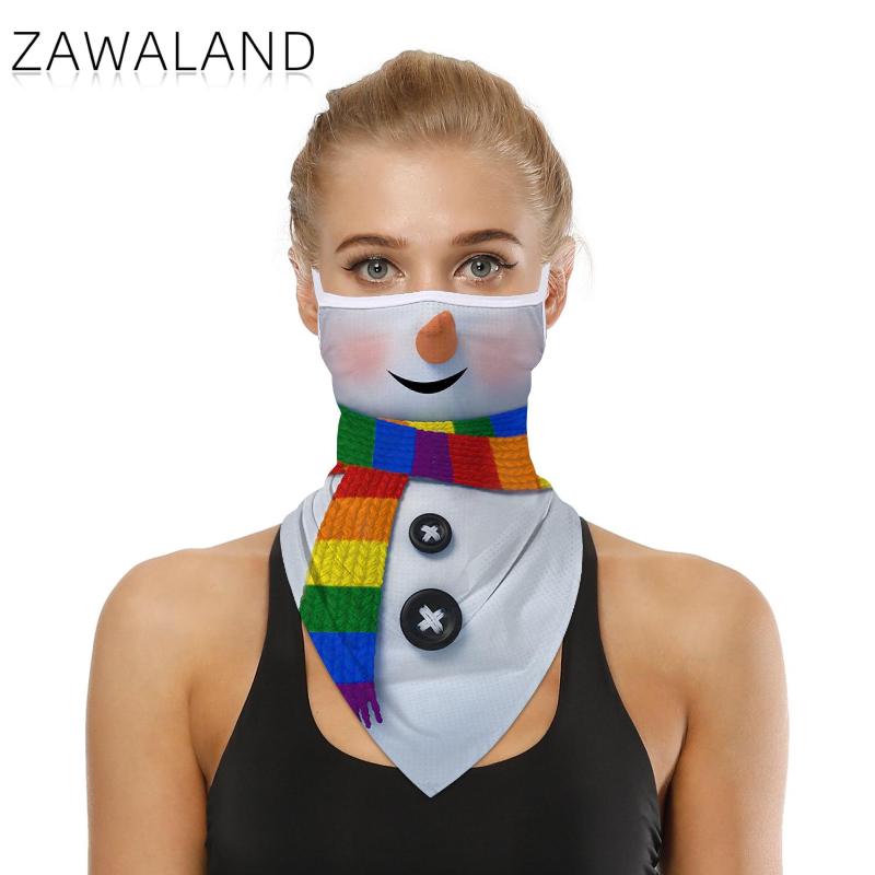 

Zawaland Men Women Face Scarf Bandana Ear Loops Funny Snowman Printed Balaclava Bandana Windproof Triangular Scarves Unisex