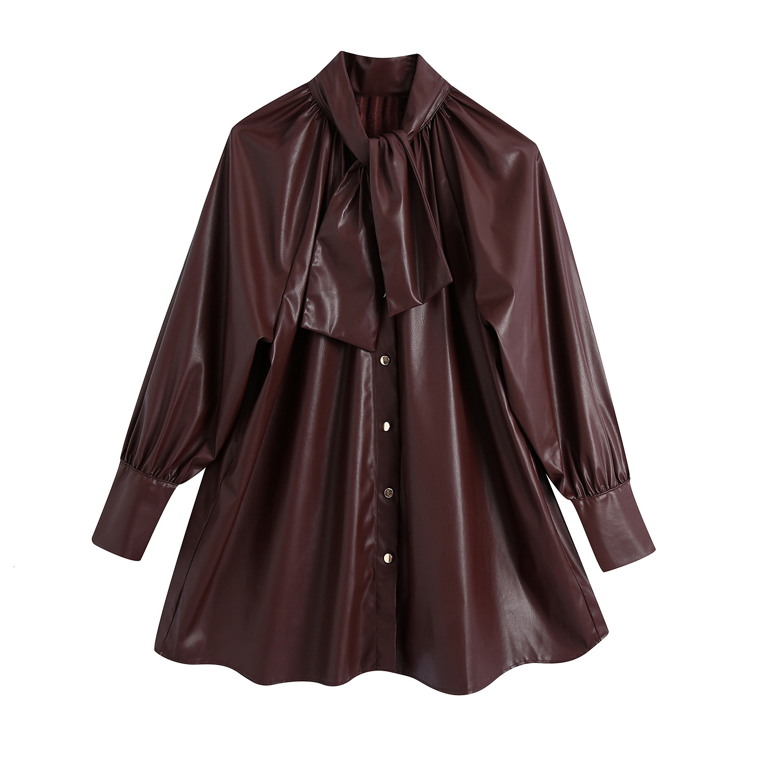 

2021 New Bb 2970 Autumn Europe and the United States Women' Pu Leather Loose Women Long Sleeve Shirt 819s, See chart