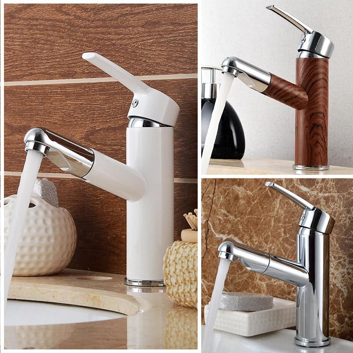 

New Design Free Shipping Brass Pull out Bathroom Basin Faucet Hot and Cold Water Mixer Deck Mounted Single Handle Tap 2501