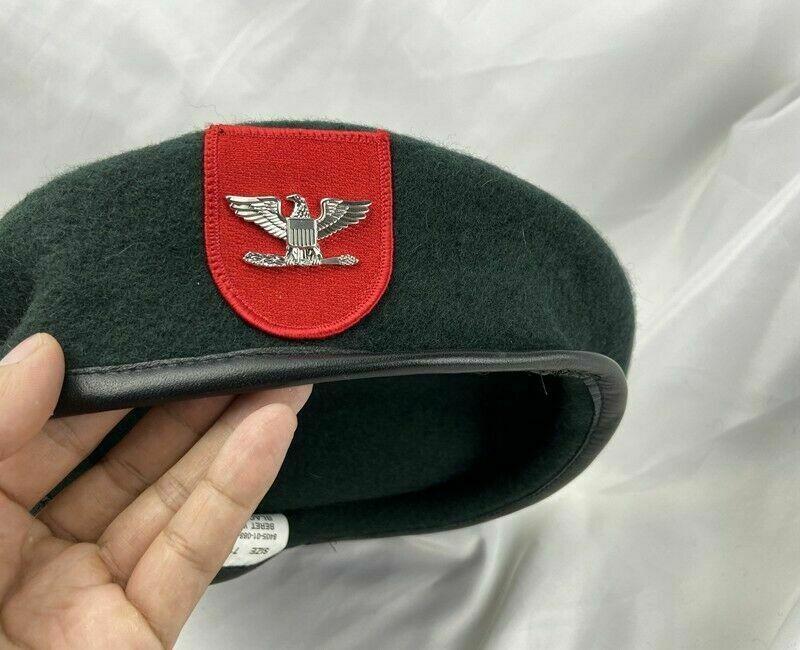 

US Army 7th Special Forces Group Airborne Green Beret Colonel Eagle Insignia Hat Cap, As pic