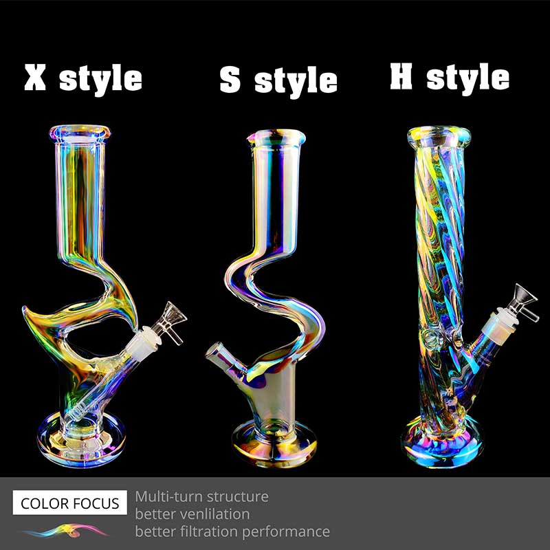 

Popular 12.5 Inch Rainbow Cloud Style Glass Bongs Water Pipes with 1 pcs glass bowl&1pcs Downstem