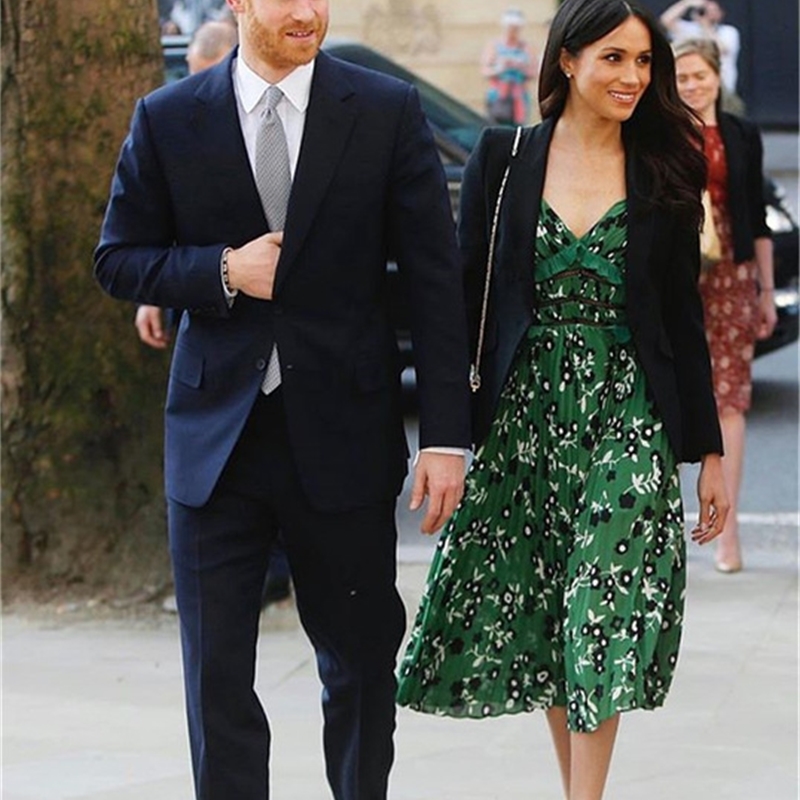 

Self Portrait Dress Boho Clothing Women Sexy Cold Shoulder Green Floral Printed Backless Dresses Q190518, Picture color