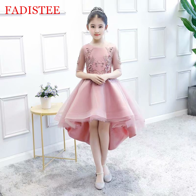 

FADISTEE Girl dress Lace Flower Girl Dresses lace Baby Girl Infant Dress Kids Formal Wear girls dress Bow High Low Tulle, Same as image