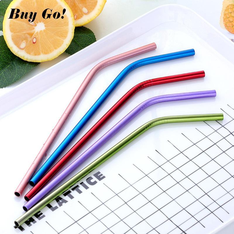 

100PCS Metal Curving Drinking Straws Reusable Colorful Stainless Steel Straws+20 Brushes Metal Drink Yerba Juice Bar Accessories1