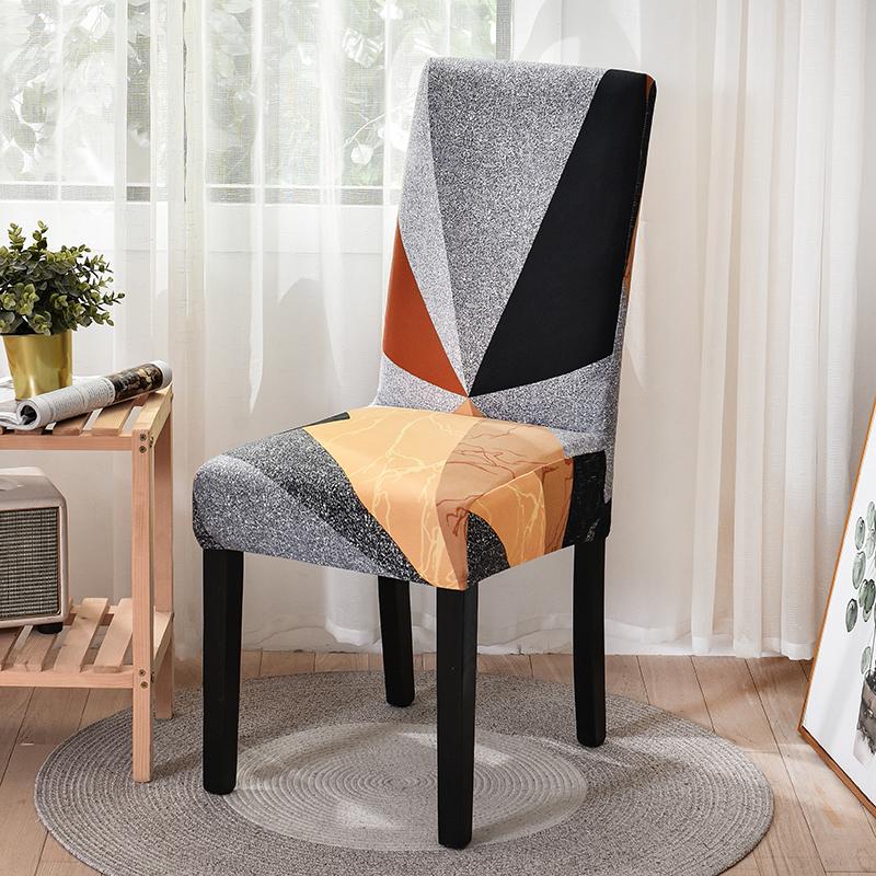 

Geometry Elastic Printing Dining Chair Cover Modern Removable Anti-dirty Kitchen Seat Case Spandex Home Decoration 1/2/4/6PCS