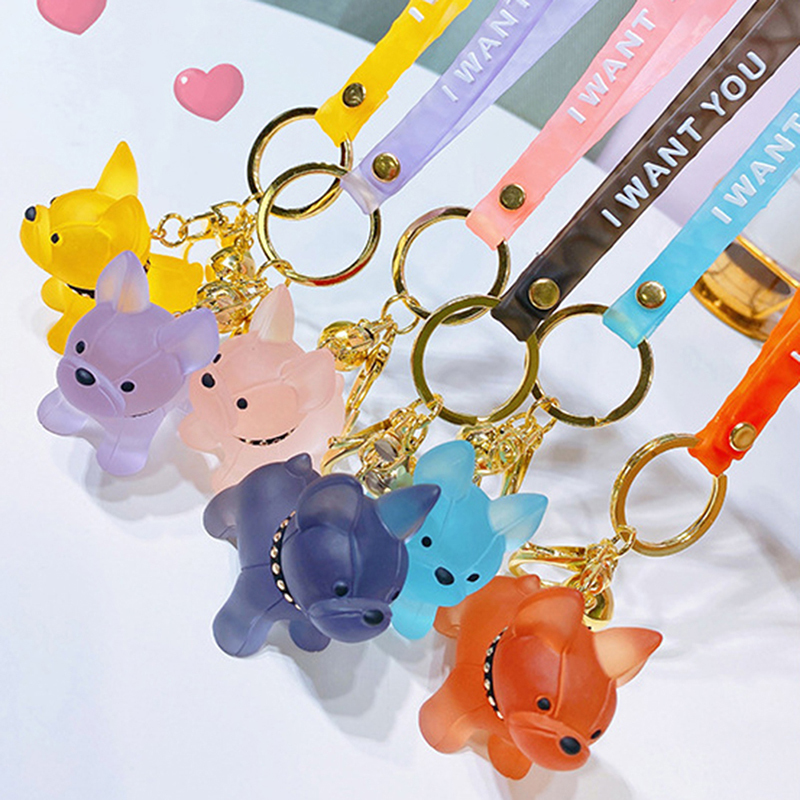 

Fashion Fashion Punk French Bulldog Keychain Pu Leather Dog Keychains for Women Bag Pendant Jewelry Trinket Men's Car Ring Key Chain