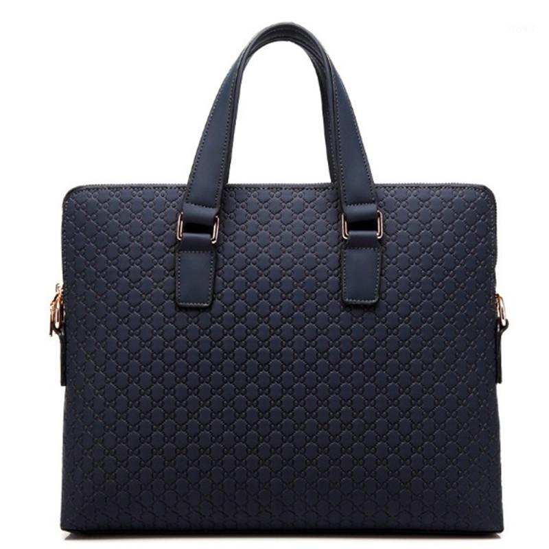 

Genuine Leather Men Handbag Business Briefcase Cross Section Shoulder Diagonal Blue/Black Leather Male 14" Laptop Messenger Bags1