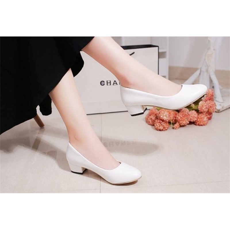 

2021 Women's Shoes in Spring and Autumn New Style Low Coarse Heel Round Head @988355 7RX7, Black