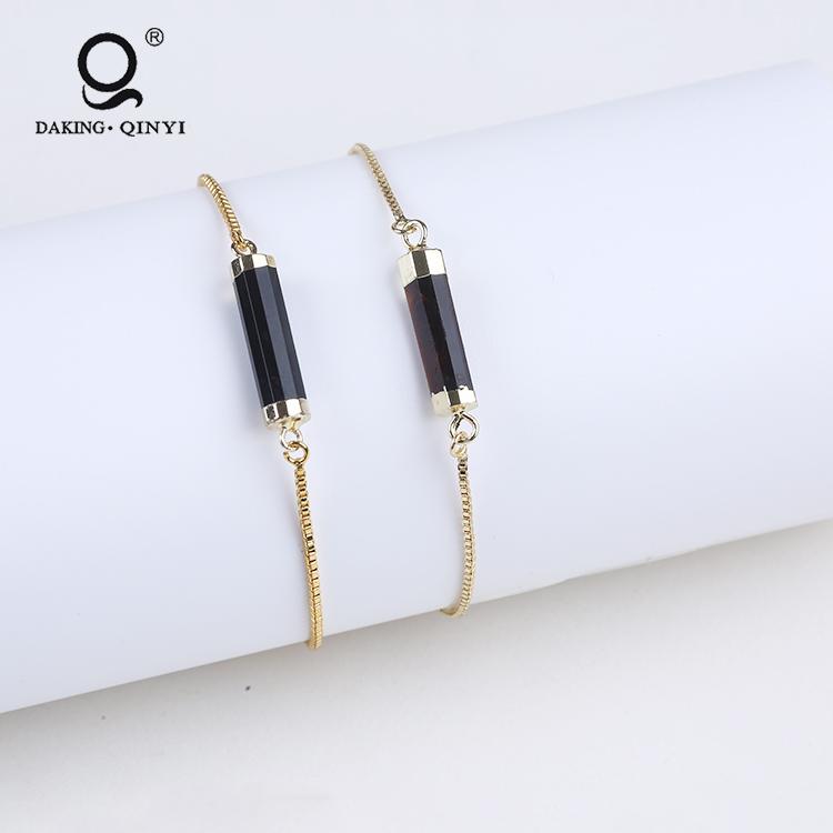 

Gold Women Alloy Adjustable Stone Charm Link Bracelet Bangle