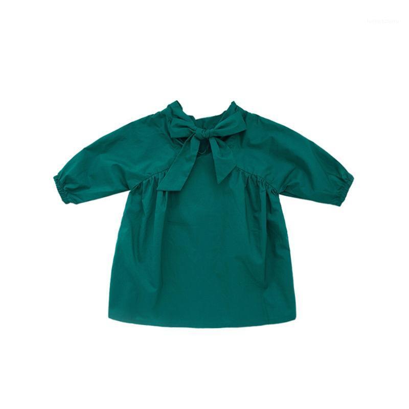 

Spring Princess Dress Children's Clothing Autumn New Girls Dress Bowknot Long Sleeve Solid Color1, As pic