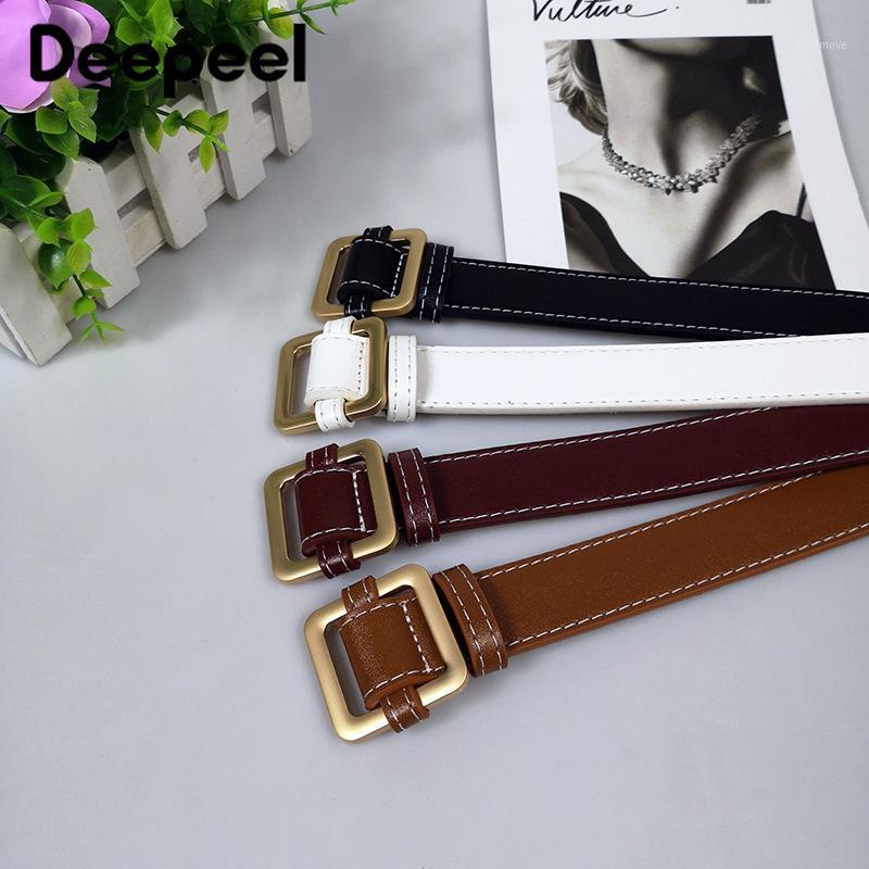 

Deepeel 2.8*105cm Women Belt Korean Version of The Non-porous Square Buckles Belt Simple Wild Casual Youth Decorative Jeans1, White