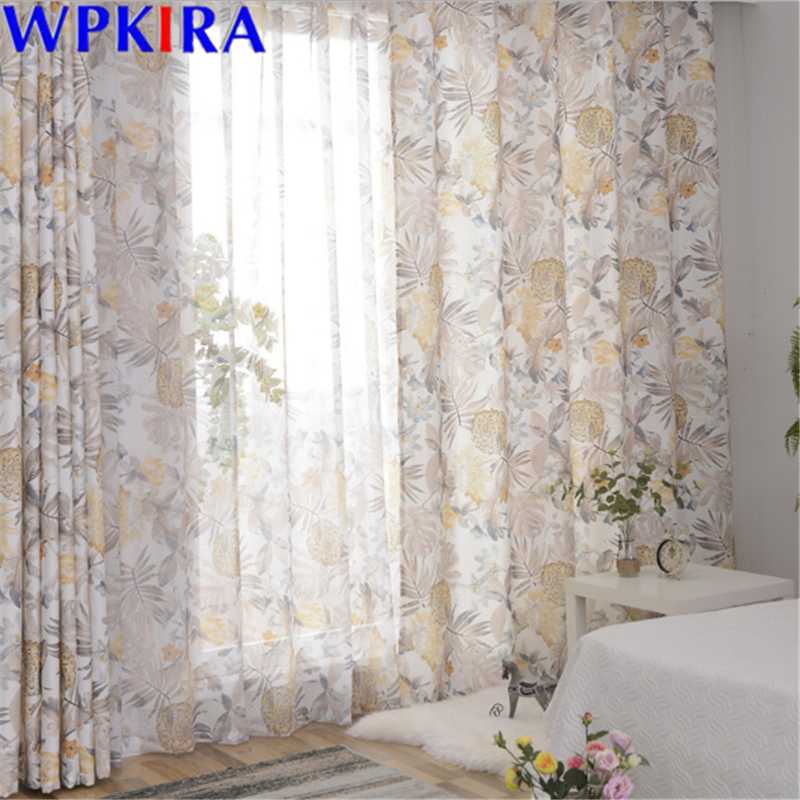 

Fashion Printed Window Curtain For Living Room Sheer Curtain Bedroom Tulle Cutains Kitchen Drape Panel Pastoral 1Pc W-AD373#30, Green tulle