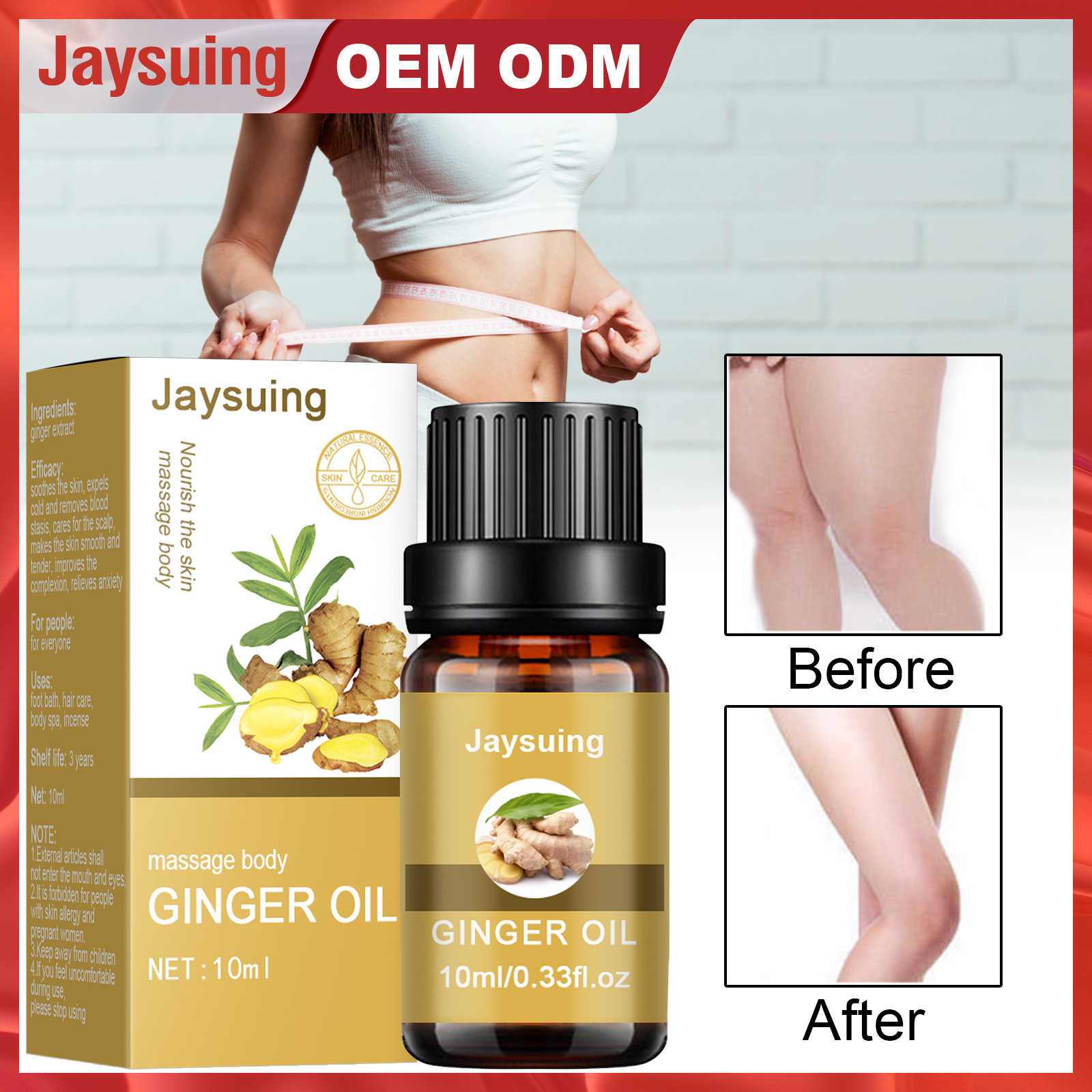 Free freight Jaysuing OEM ODM Ginger essential oil body massage nourishing skin sculpting firming heat-image-755308561