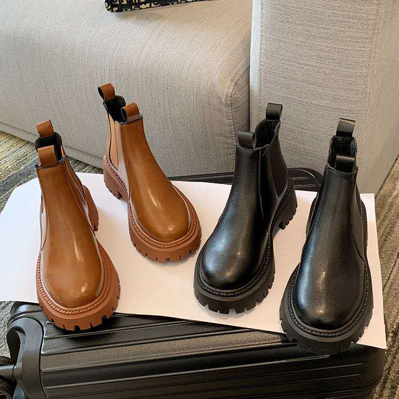 

New Autumn 2021 Leather From Chunky Plutonium Boots Women Shoes Thick Punk Soles Black Boot -39 3FUP