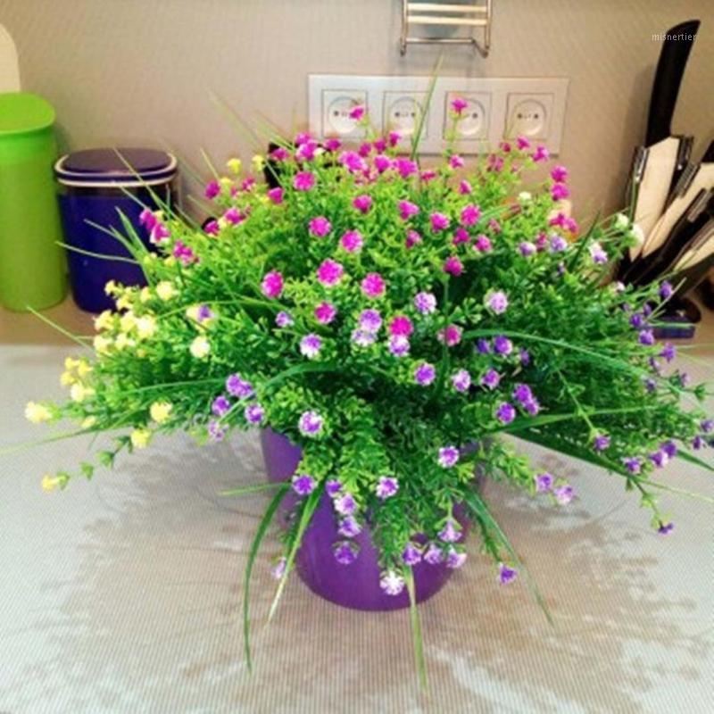 

Top Sale1 Branch 28cm Artificial Plants Grass with Small Fake Floral Plastic Silk Flowers For Hotel Wedding Table Decor1, White