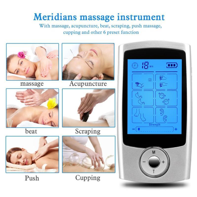 

16Mode Digital Electronic Pulse Massager Muscle Stimulator Pain Relief Machine Electro Therapy Body Massage Device Silver Color