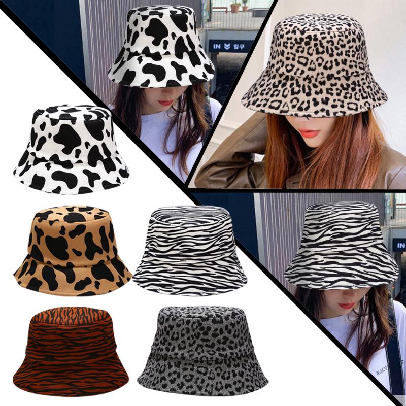 

New Fashion Cow Print Hat White Black Bucket Hat Reversible Fisherman Caps Summer Sun Hats For Women Gorras #3