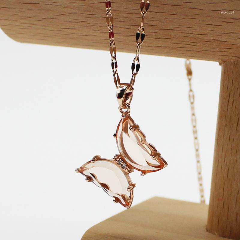 

Chokers Butterfly Rose Gold Chain Necklaces Crystal Collar For Women Stainless Steel Pendant Necklace 2021 Female Jewelry Accessories1
