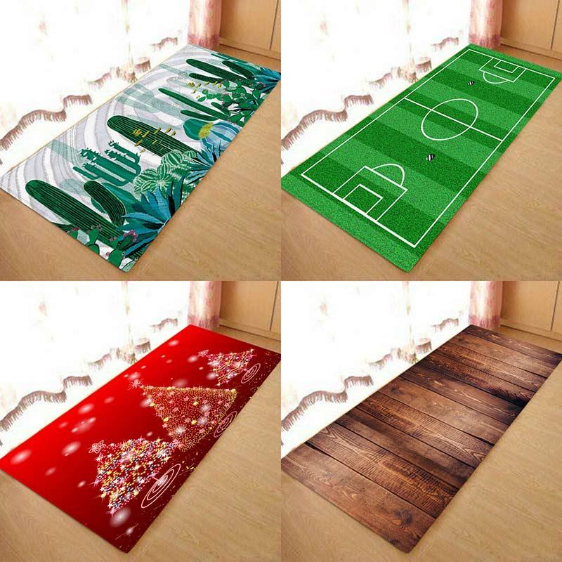 

Brown wooden pad, football field pad, Christmas tree Nordic cactus pad; Digital print boutique flannel door mat