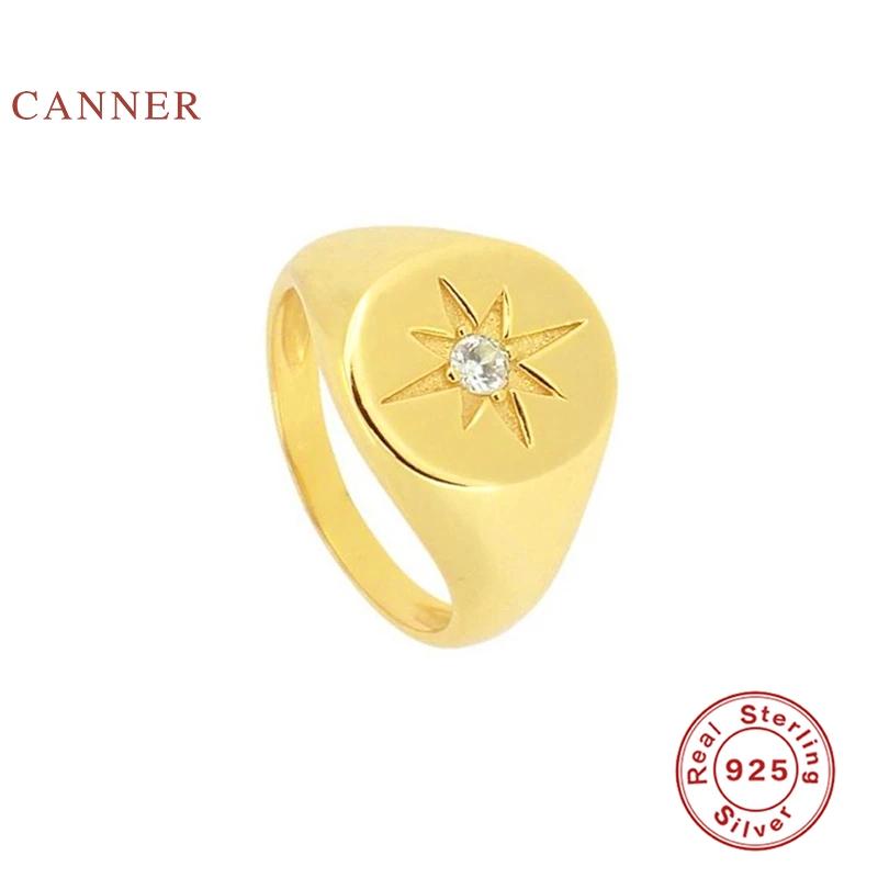 

CANNER Glossy round octagonal star Ring 925 Sterling Silver Anillos Rings For Women Luxury Fine Jewelry Wedding Bague Bijoux