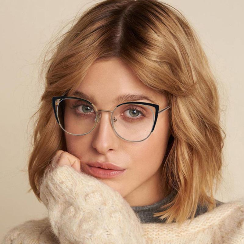 

Sunglasses 95728 Metal Frame Anti-blue Light Glasses Flat Mirror Literary Retro Round Myopia Unisex