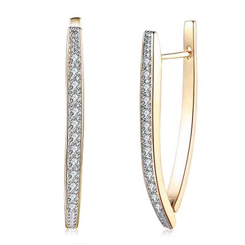 

Shining V Shape Cubic Zircon Hoop Earrings For Women Girl Gifts Earring Fashion Champagne Gold Silver Color Jewelry O3E800