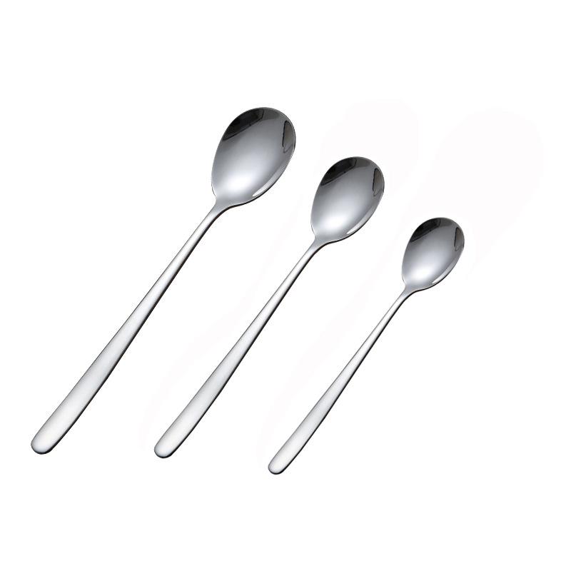 

3pcs/set 304 Stainless Steel Korean Style Spoon Set Solid Flat Soup with Long Handle Different Size Ice Stirring Spoon Tableware