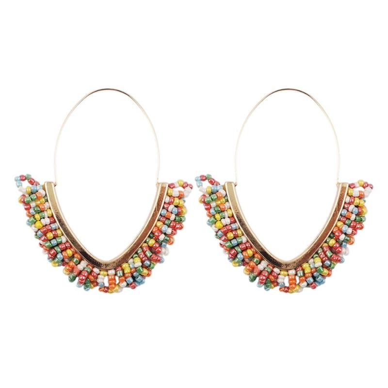 

Multicolor Resin Beads Hoop Earrings For Women Handmade Dangle Earring For Women 2020 Ethnic Jewelry UKEN