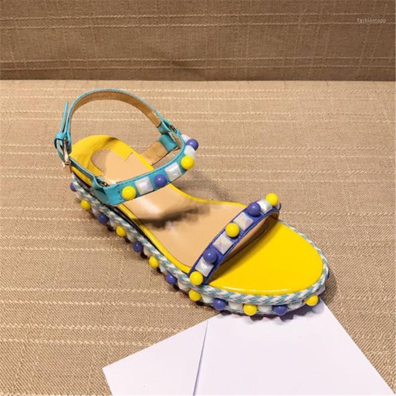 

Genuine Leather Women's Sandals Designer Fashion Soft Light Rivet Sweet Women's Shoes Multi-coloured Ladies Shoes1