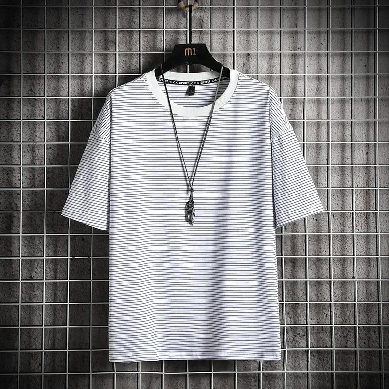 

Man's T-shirt Men 2020 Summer Striped Oversized Hip Hop Top Japanese Streetwear Harajuku Tshirt T Shirt Men Women kg-26, Green t-shirt men