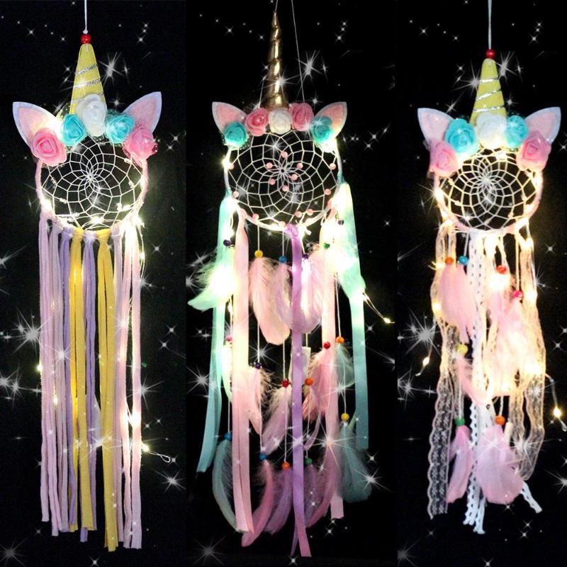 

Ins Style Handmade Romantic Dromenvanger Dreamcatcher Wind Chimes Ornament Bedside Wall Hanging Gift Night Light