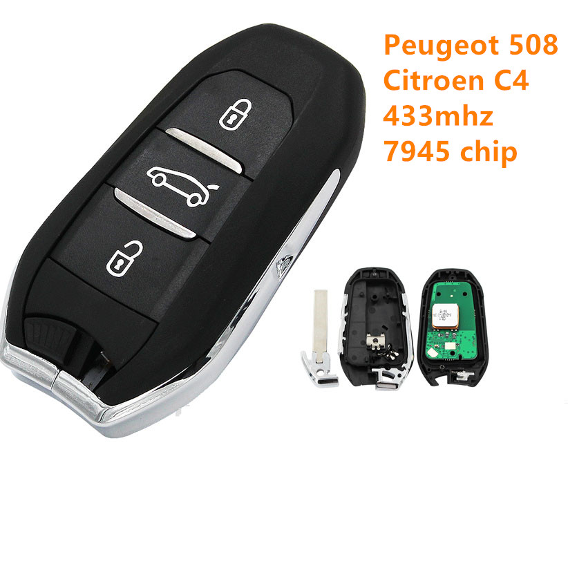 

Peugeot Citroen DS5 FSK 434MHz high quality OEM 3 button intelligent remote control key with PCF7945 / 7953 (HITAG2) 46 chip