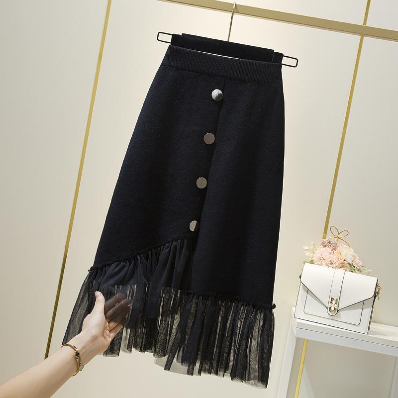 

New Autumn 2021 Woman lasso link elastic button fashion dot middle line of calf skirt y334 9WU7, Heise