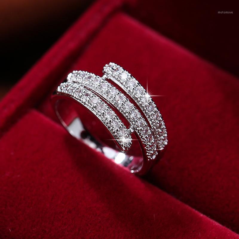 

Simple Female White Crystal Stone Ring Cute Zircon Silver Color Wedding Rings For Women Vintage Bridal Geometric Engagement Ring1