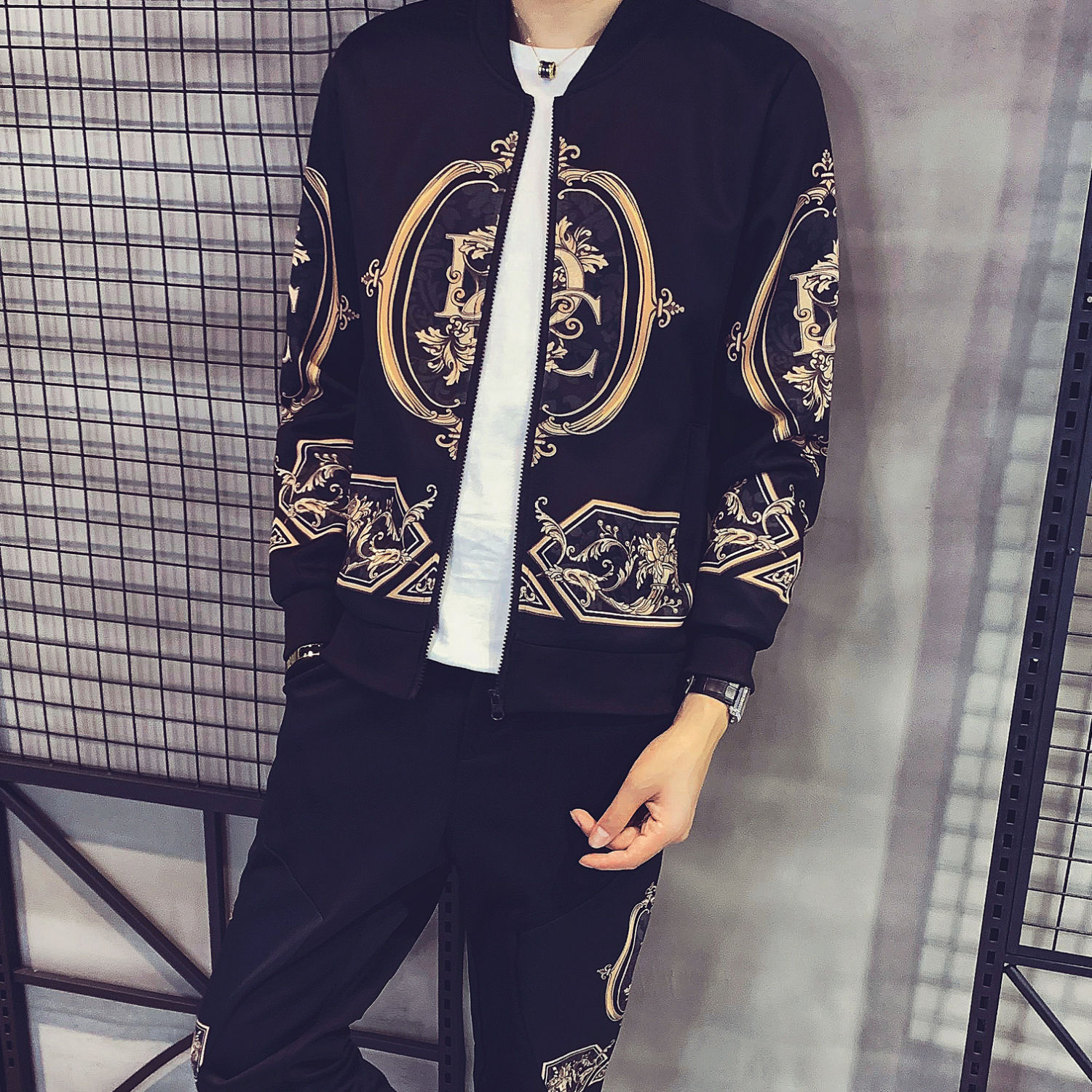 

2020 of New Printed Autumn Cardigan Trainingspak Mannen Male Sports Set 2piece Jacket + Sweat Pants 42q5, Tz218