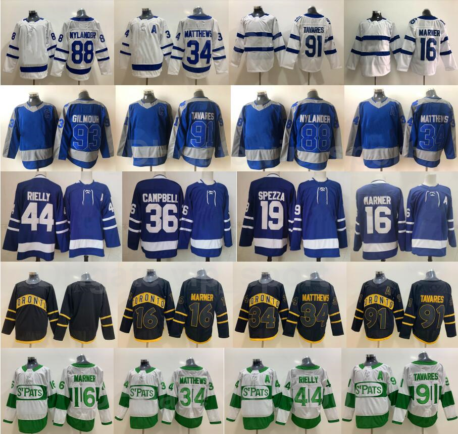 

Reverse Retro Ice Hockey 34 Auston Matthews Jersey 91 John Tavares Hockey 16 Mitchell Marner 88 William Nylander 44 Morgan Rielly St Pats Pattys Day Stitched FengYe, Men blue retro