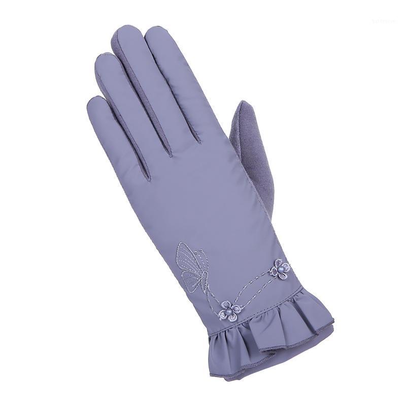 

2020 Women's Winter Gloves Fleece Thickened Warm Femininas Gloves With Rainproof Silk Material Pure Color Women Handschoen #j2p1