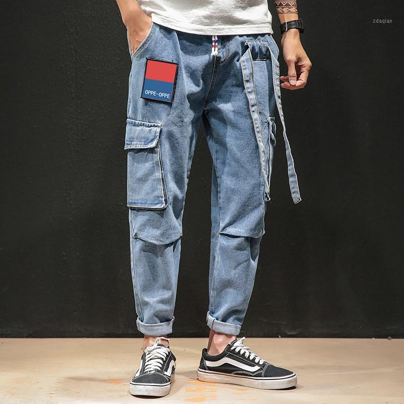 

Autumn Men Pocket Streetwear Denim Pants 2020 Mens Patchwork Cargo Jeans Male Baggy Vintage Denim Trousers1, Black