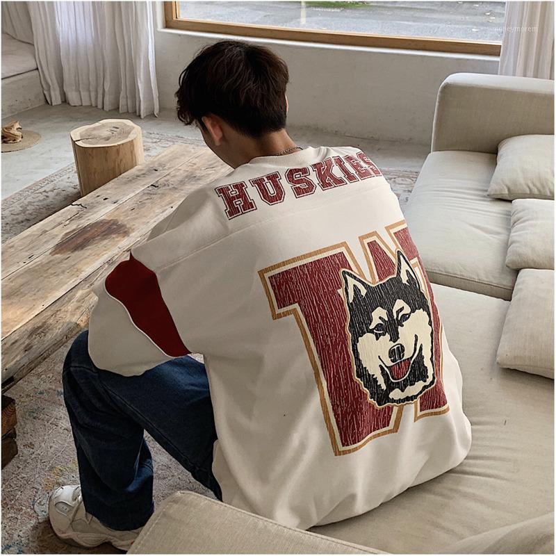 

2019 Spring And Autumn New Puppy Print Hoodie Round Neck Loose Casual Pullover Men's Tide Gray / White / Black -XL1