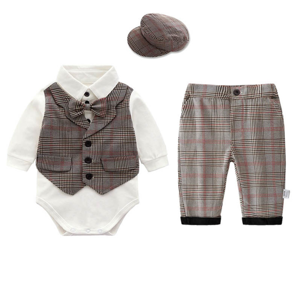

Newborn Baby Newborn Boy Clothes Baby Suits Boys Clothing Sets Romper+suspender Shorts Baby Infant Boy Clothes, White