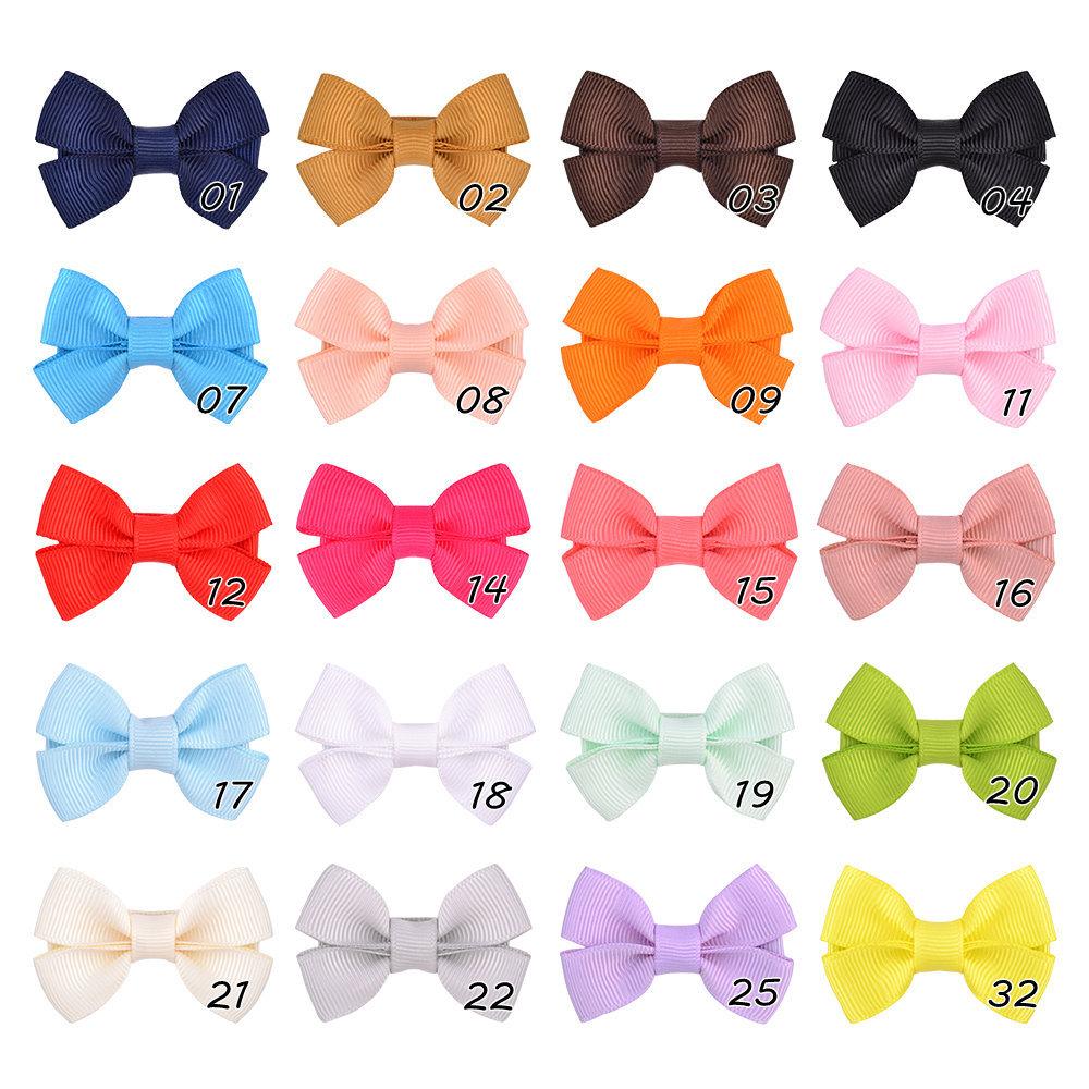 

100 pcs hot sale Hairbows Grosgrain Ribbon Bow With Clip Boutique Hair Bows Hairpins Hair ties Baby Girl Accessories, Slivery;white