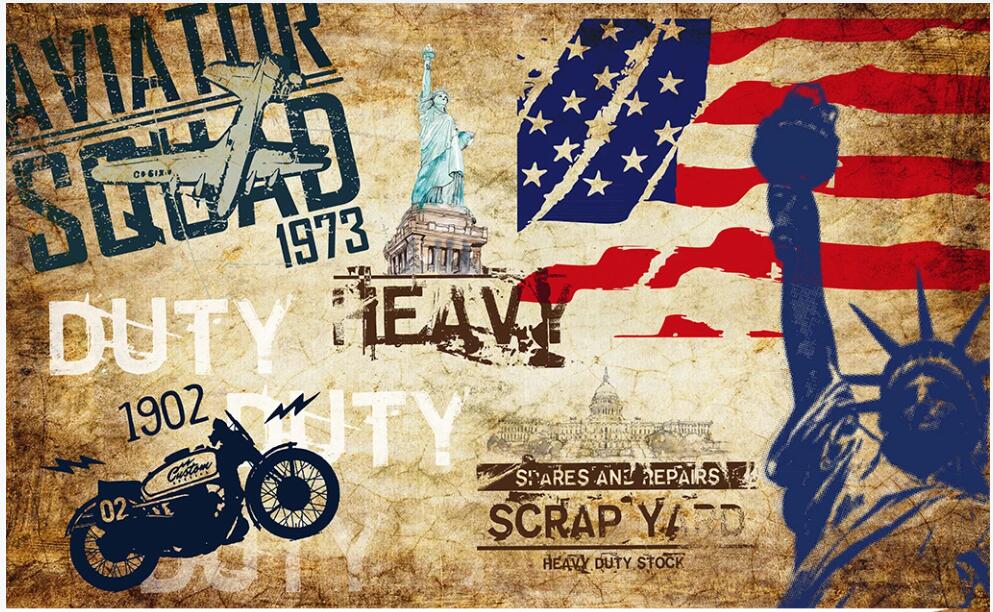 

custom photo mural 3d wallpaper American style nostalgic motorcycle bar living room decor 3d wall muals wall paper for walls 3 d in rolls, Non-woven wallpaper