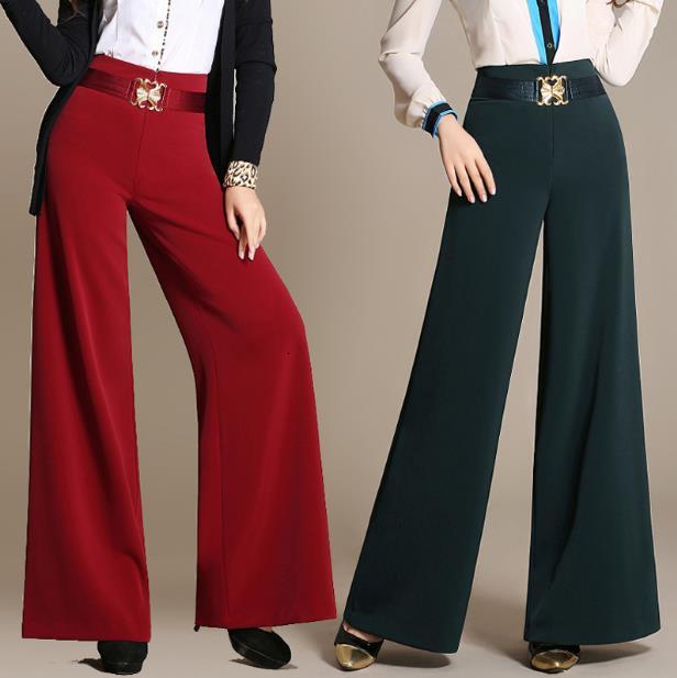 

New Spring Autumn Clothes Leg....women's Long Wide Leg Waist Pants Xr36, Green