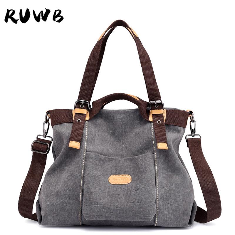 

RUWB Girls Casual Big Canvas Bag 2021 Spring Women's Shoulder Bag Fashion Women Messenger Bags Shopper Large Capacity Tote Bags, Blue