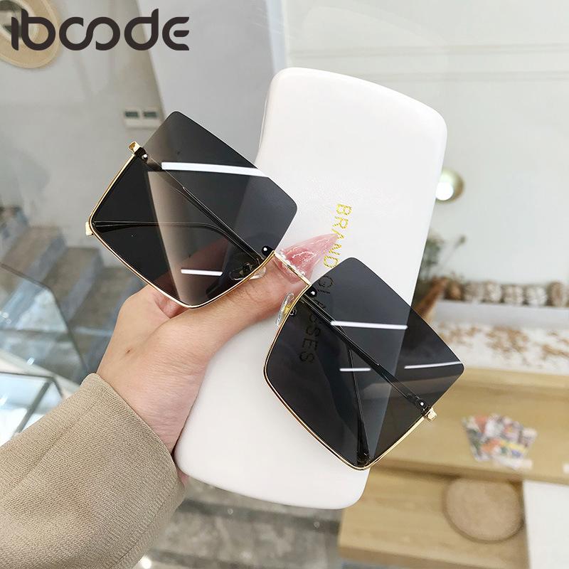 

iboode Women Men Sunglasses Metal Half Frame Cutting Sun Glasses Fashion Vintage Oversized Goggle Mirror Spectacle UV400 Shades