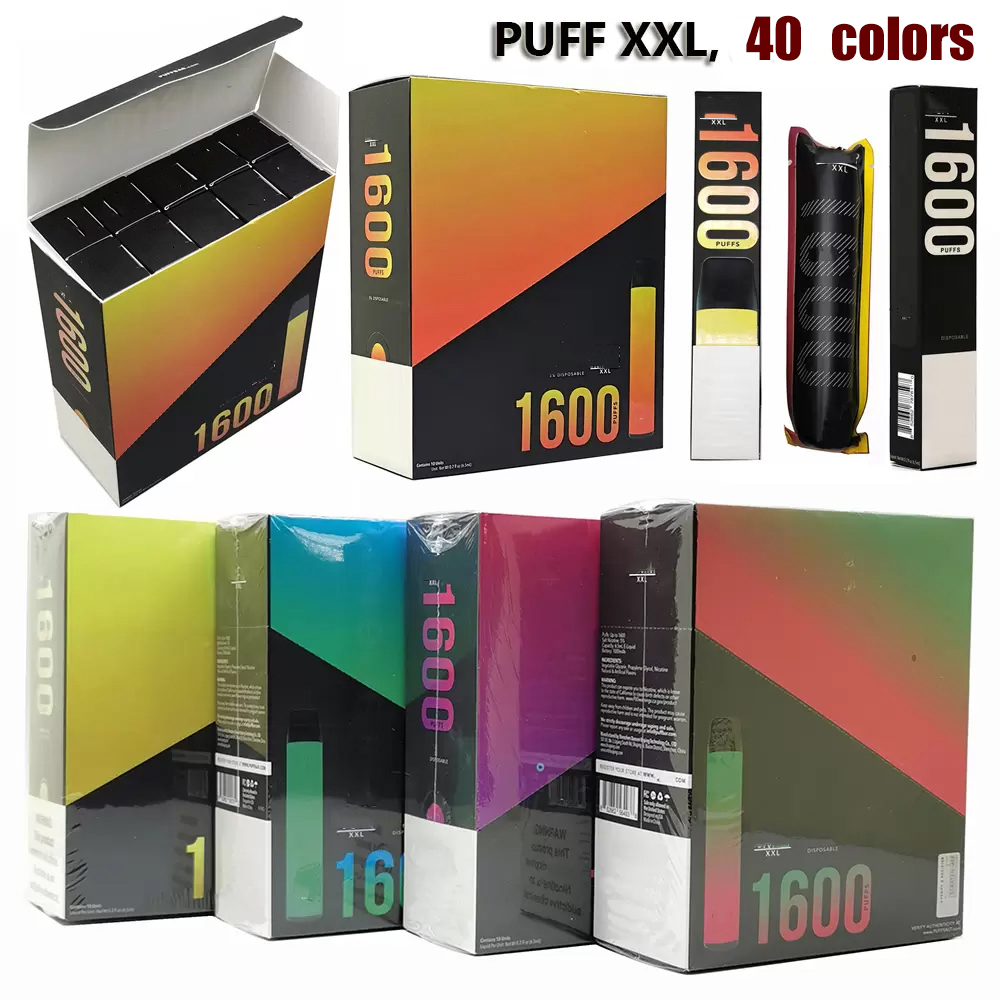 

Puff XXL Disposable Vapes Electronic Cigarette 1600 Puffs Vape Device 1000mah 6.5ml Pod 43+ Colors Available E Cigs