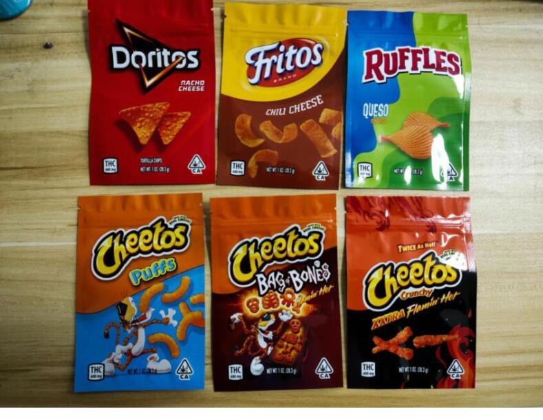 

600mg Cheetos Maylar bag DORITOS Cheese Gummi Worm Cheetos bag of BONE RUFFLES edibles Flamin hot Gummy Packaging bags sgh