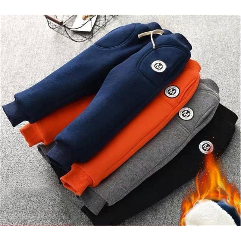 

Thicken Boys Pants Winter Warm Plus Velvet Pants For Girls 2020 Winter New Kids Trousers Children Sport Pants LJ201019, Picture color