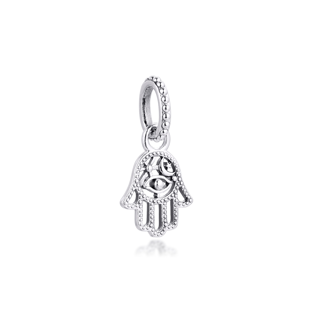 2020 Winter Fits Pandora Bracelets Real 925 Sterling Silver Protective Hamsa Hand Dangle Charm Beads for Women Jewelry DIY Making wholesale-image-633616019