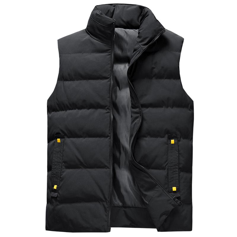 

Men's fashion city autumn winter warm vest thick jacket popular logo down cotton jacket size -5xl, Black